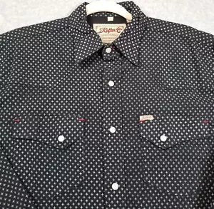 Rafter C Snap Button Shirt Men’s Large L Black White Geo Cowboy Rodeo Western - Picture 1 of 11