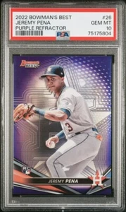Bowman's Best Jeremy Pena 2022 refractor púrpura RC #23/250-cert#75175804 - Imagen 1 de 2