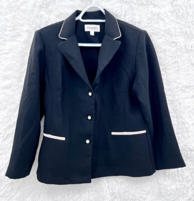 Studio I Women’s Size 14 Faux Pockets Long Sleeve Blazer Jacket Shoulder Pads - Image 1 of 4