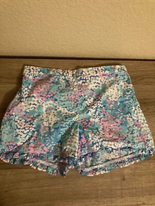 Lilly Pulitzer Light Blue Floral Print Shorts XL 12-14 Xtra Large Elastic Waist - Picture 1 of 3