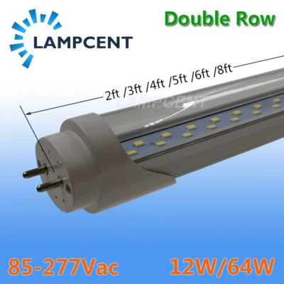 4PCS T8 2FT 3FT 4FT 5FT 6FT LED Tube Double Row Strip 32W/48W G13 LED Shop Light - Image 1 of 4
