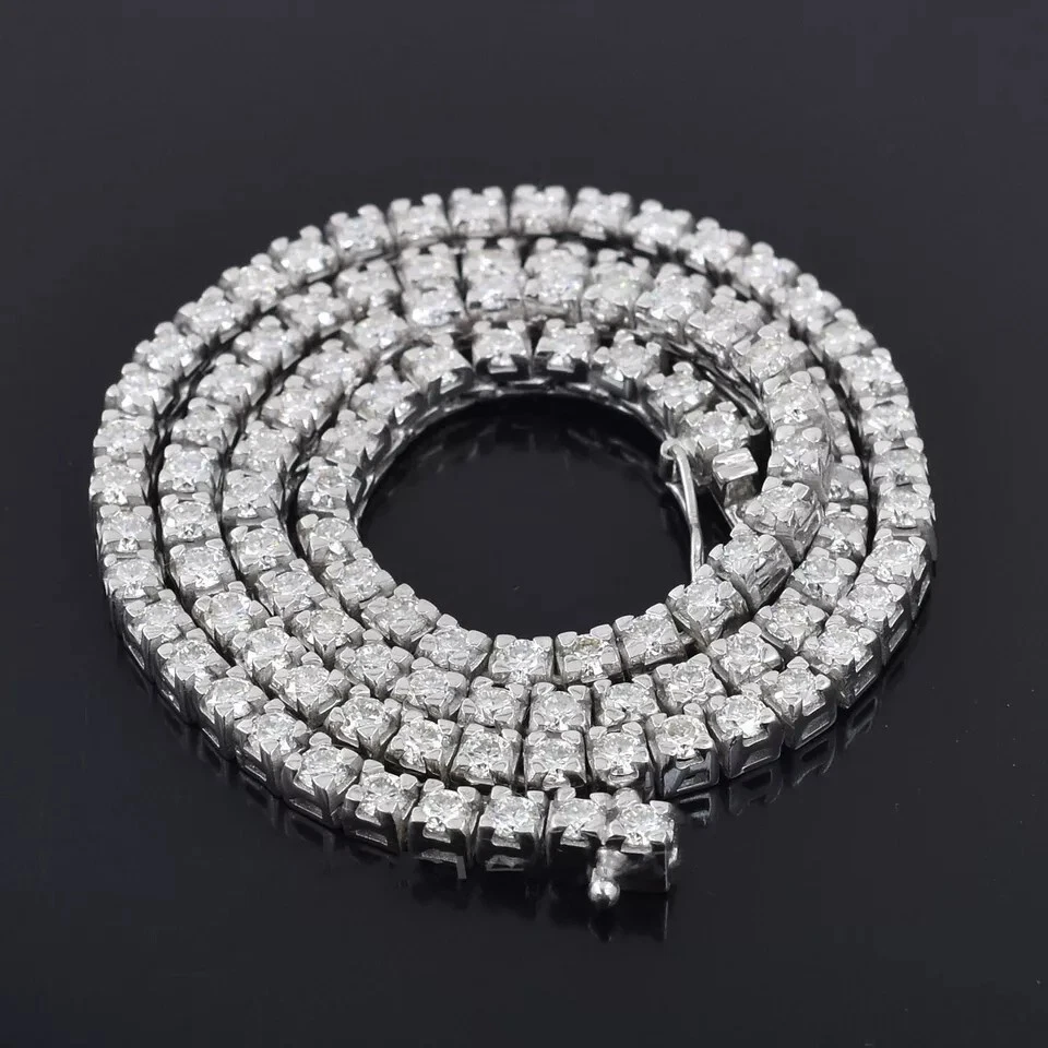 Gorgeous  4 mm White Diamonds Tennis Necklace- Great Sparkle & Luster - Image 1 of 4