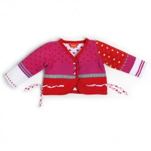 B - Magnifique Gilet Cardigan Rose Fuchsia Blanc Marese Mod. Alouette T 1 Mois - Imagen 1 de 9
