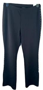 Vintage Express Womens Flared Dress Pants Studded Stretch Large Long Black NWT - Picture 1 of 11