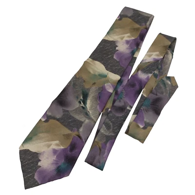 Corbata de seda para hombre Zylos George Machado flores florales púrpura 56" L 3,75" W Foto 1 de 4