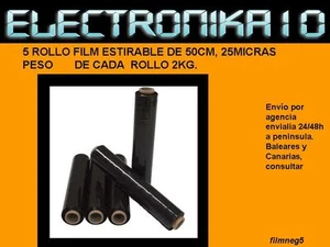 5 Bobina rollo film estirable negro 25 Micras 2k rollo. Cinta Embalar embalaje - Imagen 1 de 1