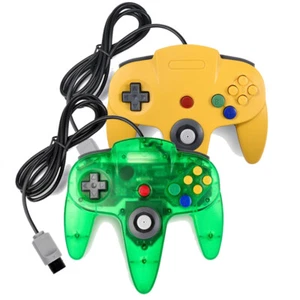 2Pcs N64 Controller Gamepad Joystick Für Original Nintendo 64 Gelb und klar Grün - Bild 1 von 12