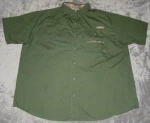 Columbia PHG Mens Size 2XL Green Camo Trim Vented Hunting Short Sleeve Shirt - Picture 1 of 8