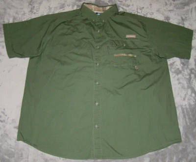 Columbia PHG Mens Size 2XL Green Camo Trim Vented Hunting Short Sleeve Shirt - Image 1 of 4