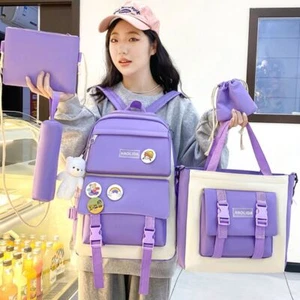 Simple Large Capacity Bags Canvas Korean Style School Bag Unisex - Picture 1 of 20