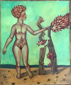 JEAN VELLIOT TABLEAU 50/60 PEINTURE HSP TABLEAU ART NAÏF - L’HOMME DE PAILLE  - Imagen 1 de 7