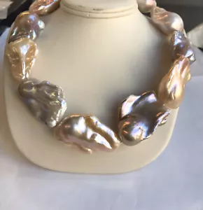 40x30mm. Perlas de agua dulce barrocas multicolores. Bola de oro barroca de 17" 14 k Cl - Imagen 1 de 12