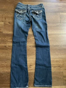 WOMENS D-FUZ MEDIUM WASH Bling Bling BLUE JEANS SZ 1/2 - Picture 1 of 11