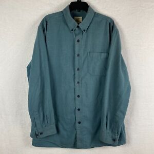 LL Bean Shirt Mens XL Tall Green Houndstooth Flannel Long Sleeve Button Down