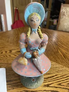 9" Vintage 1960s Artist Signed Hungary Terra Cotta Art Pottery Girl Pink Figure - Picture 1 of 6