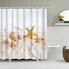 Beach Starfish Extra Long Bathroom Shower Curtain Waterproof Fabric Curtain Art