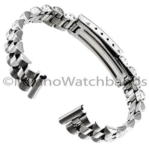 13mm Name Brand Stainless Steel Straight Ends Fold Over Clasp Ladies Watch Band - Picture 1 of 6