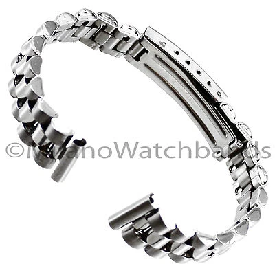 Correa de reloj de 13 mm de acero inoxidable con extremos rectos y cierre plegable para damas Foto 1 de 4
