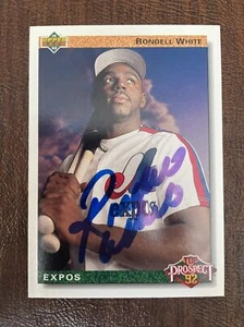 Tarjeta de béisbol Rondell White 1992 cubierta superior novato radiocontrol autografiada firmada 61 - Imagen 1 de 2