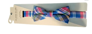 Boy's Class Club Adjustable Bow Tie Plaid Blue Red Pink Green NEW - Picture 1 of 3
