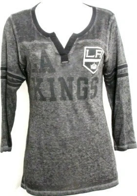 NUEVA Camisa Para Mujer Los Angeles L.A. Kings NHL Suave Como Una Uva Gris Manga 3/4 M Foto 1 de 4