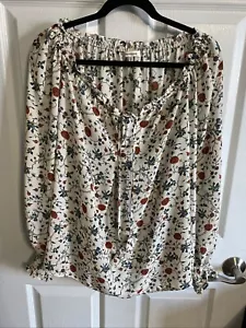 Max Studio Ivory Floral Blouse Size Medium - Picture 1 of 8