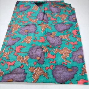 vintage cranston fabric red purple floral cotton blend 46x138 3.8 yard usa - Picture 1 of 7