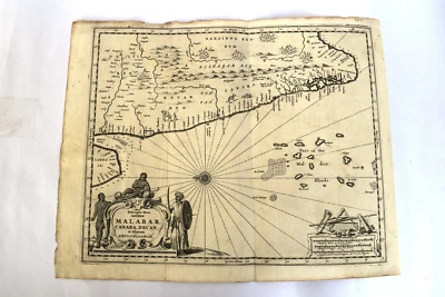 Antique Map Of The Malabar Coast By Baldaeus (1744) Canara Decan Old Collectible - Image 1 of 4