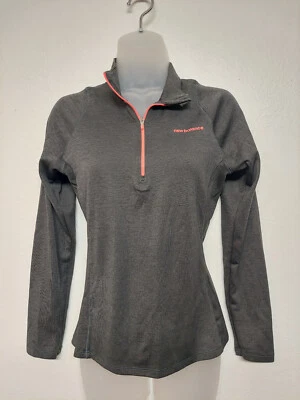 NB DRY New Balance Running Jacket Women's Medium Gray Orange Trim 1/4 Zip - Image 1 of 4