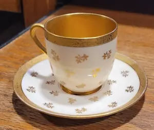 Coalport Bone China Demitasse Tasse/Untertasse - Goldakzent Floral - England - T6163 - Bild 1 von 6