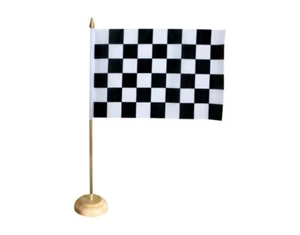Tischflagge Karo Schwarz Weiß schwarz weisse Tischfahne 15x22cm - Bild 1 von 1