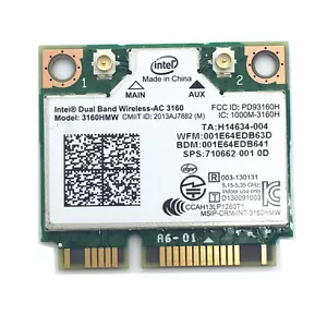 Intel Dual Band Wireless-AC 3160 3160HMW+Bluetooth 4.0 up to 433 Mbps 802.11 ac - Picture 1 of 4