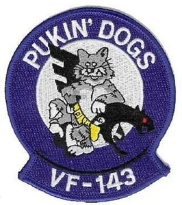 NAVY VF-143 PUKIN DOGS FIGHTING TOMCAT EMBROIDERED 4" PATCH - Picture 1 of 1