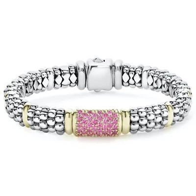 Pulsera LAGOS Signature Caviar Rosa Zafiro Plata de Ley 9mm Talla M+ $3,250 Foto 1 de 4