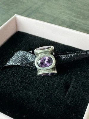Pandora Charm mit lila Glassteinen 925 Silber - Bild 1 von 2