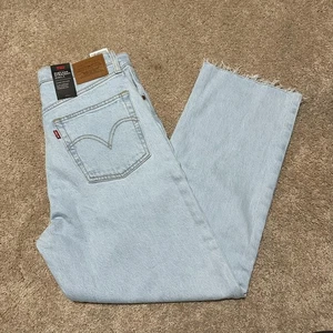 Levi's Ribcage Straight Ankle Jeans Damen 30x27 Light Wash High Rise Raw Hem - Bild 1 von 7