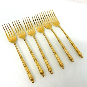 Orfevrerie Chambly Volga Gold 6 kleine Gabeln Dessert 14,2 cm vergoldet - Bild 1 von 6