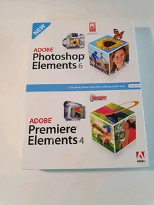 Adobe Photoshop Elements 6 & Premiere Elements 4 Clean Disks w/ Serials - Picture 1 of 3