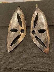 Large Cut Out Sterling Silver Earrings 3.25 Inches 14g - Picture 1 of 4