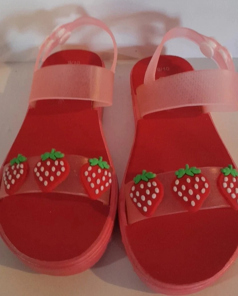 Sandalias Chatties Niños Pequeños Fresa 9/10 Rosa/Rojo Fresa Frontal Punta Abierta Foto 1 de 4