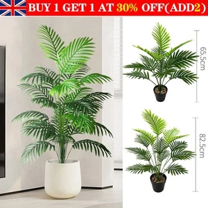 Large Artificial Palm Tree Tall Fake Plants Tropical Plastic Leaves NO POT - Picture 1 of 13