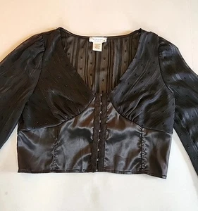 Fairy Whimsigoth Witchy dunkel feminine Korsett Crop Bluse Top Gr. M schwarz transparent - Bild 1 von 9