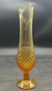 Vintage Fenton Glas Bernstein Schuhnagel zart geschwungen gezogen Vase 14" hoch - Bild 1 von 6