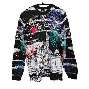 Disney 100 Long Sleeve Shirt Disneyland Fireworks Castle Black Men's Medium - Picture 1 of 10