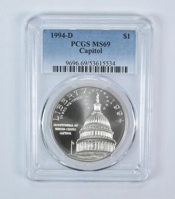 1994-D Capitol Commemorative Silver Dollar MS69 PCGS - Image 1 of 4