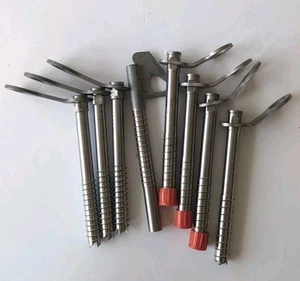 Titanium Ice Screws Set Of Eight 7 inch long Screws. 3 Ibris & 5 Unbranded - Picture 1 of 12