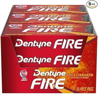 Goma Dentyne Fire sin azúcar (canela picante paquete de 9 16 piezas) Foto 1 de 4