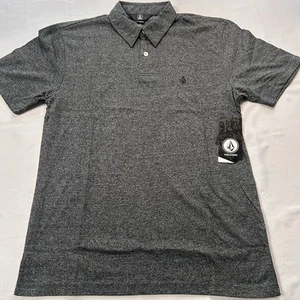 Volcom Shirt Mens Medium Modern Slim Fit Charcoal Black Wrecker MT Polo Shirt - Picture 1 of 8