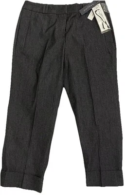 Pantalón de Vestido Sandro Negro Recortado 10 Control Top Elastizado Puños Preppy Carrera Nuevo con Etiquetas Foto 1 de 4