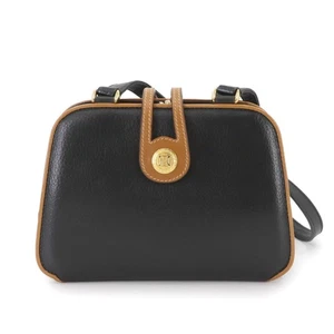 CELINE Shoulder Bag Leather Black Brown Purse 90280020 - Picture 1 of 10